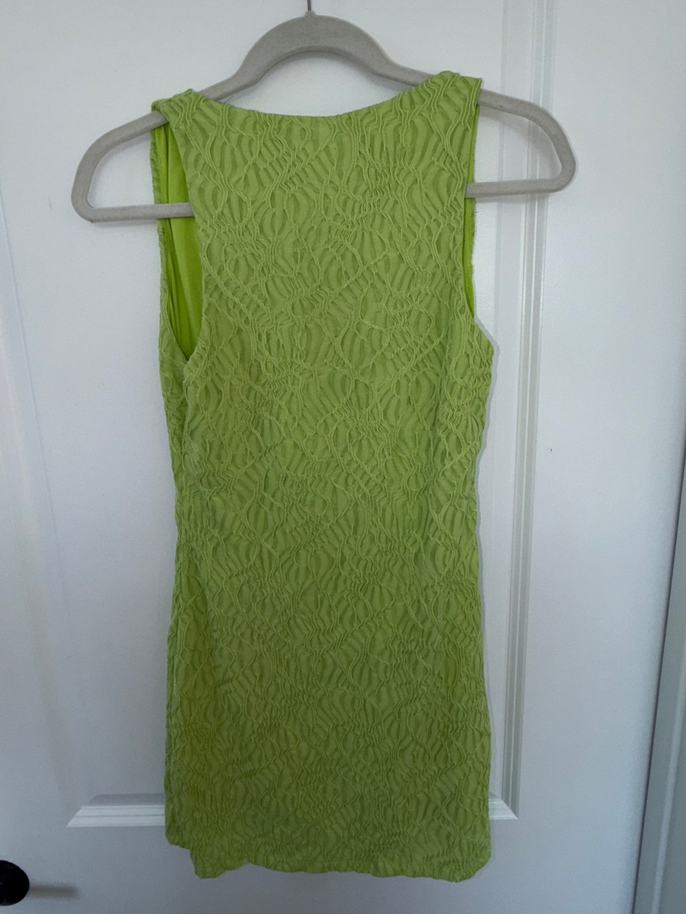 Lime Green Lace Sleeveless Mini Shift Dress